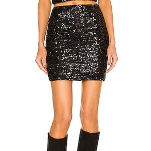 Black Sequin Mini Skirt
